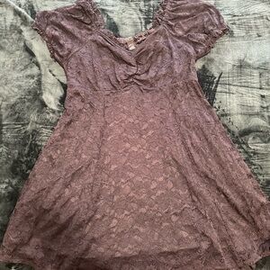 Lace Puff Sleeve Mini Dress